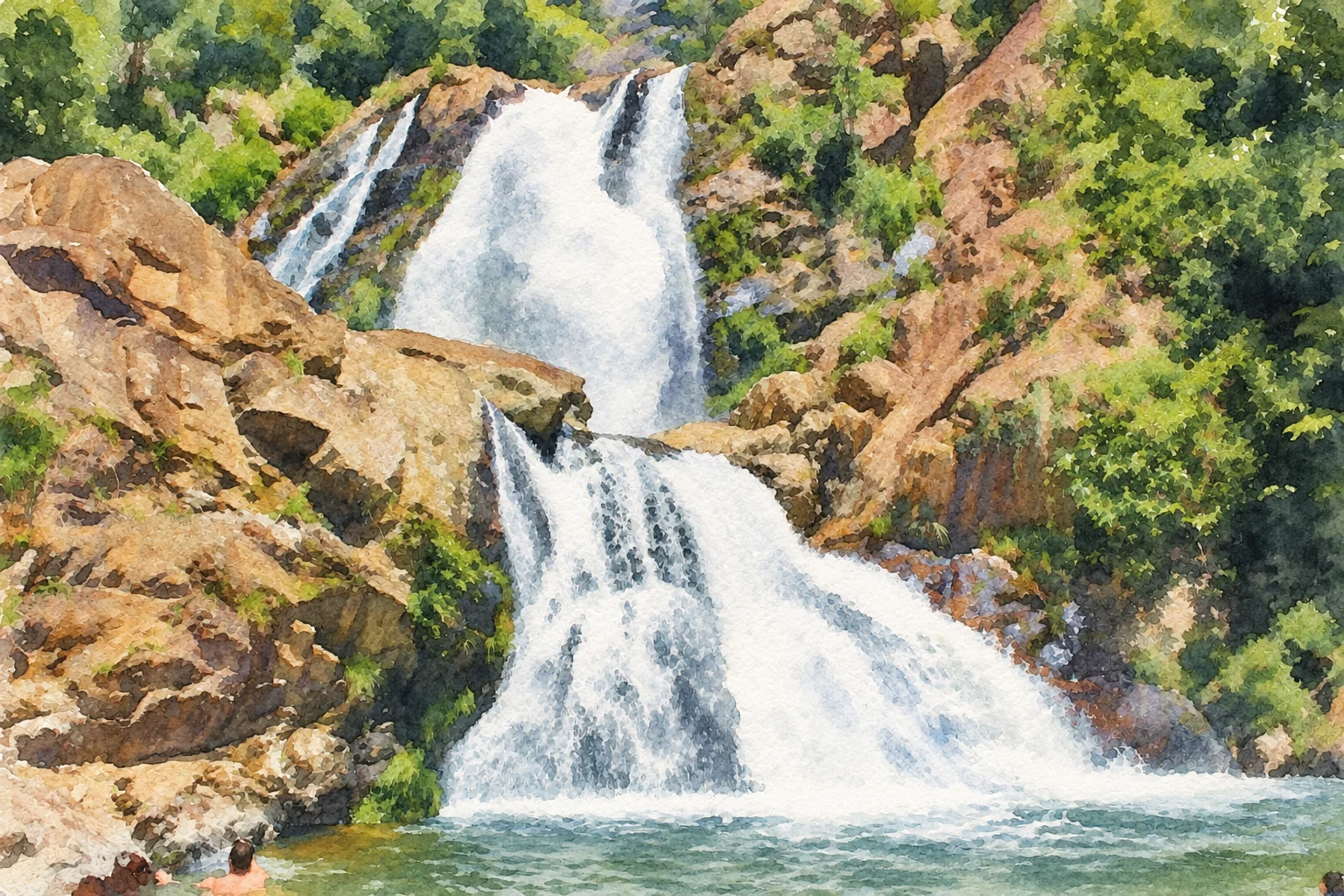 Cachoeira corre entre pedras e vegetação de Minas Gerais